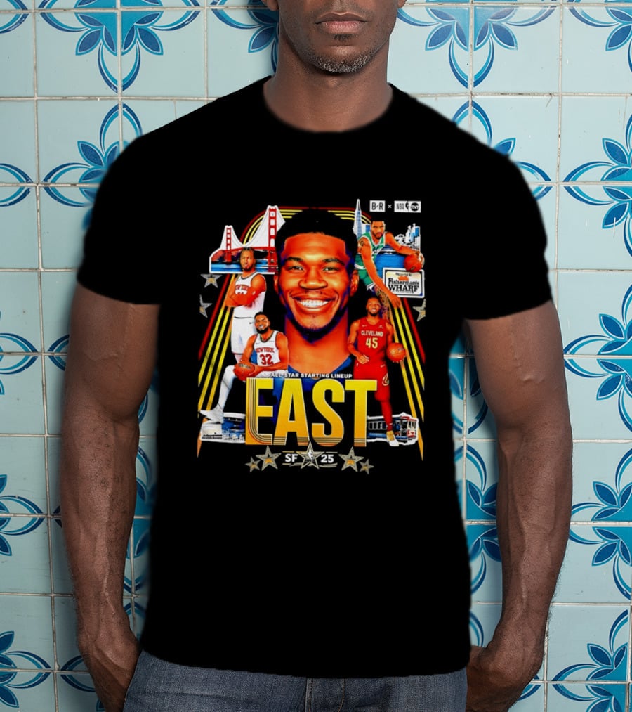 All Star Basketball Starting Lineup East 2026 Golden State Bay Bridge SF 45 Cleveland New York T-Shirt
