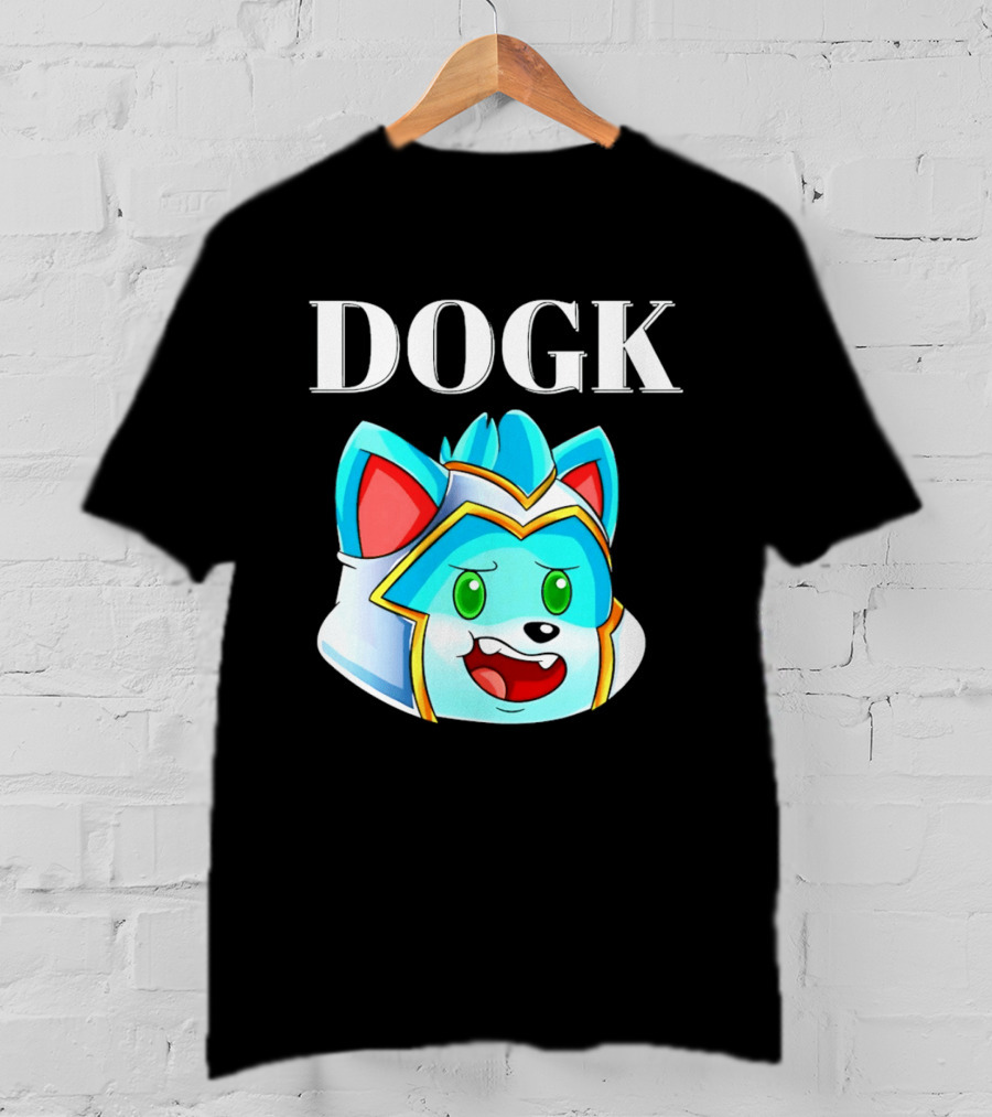 DOGK Cute Cartoon Character Blue Dog Head T-Shirt
