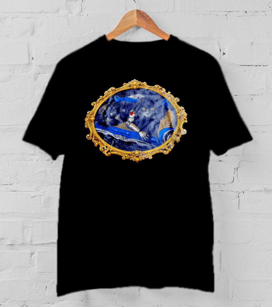 Bucky Barnes Winter Soldier Black Cat With Mechanical Arm In Ornate Frame T-Shirt