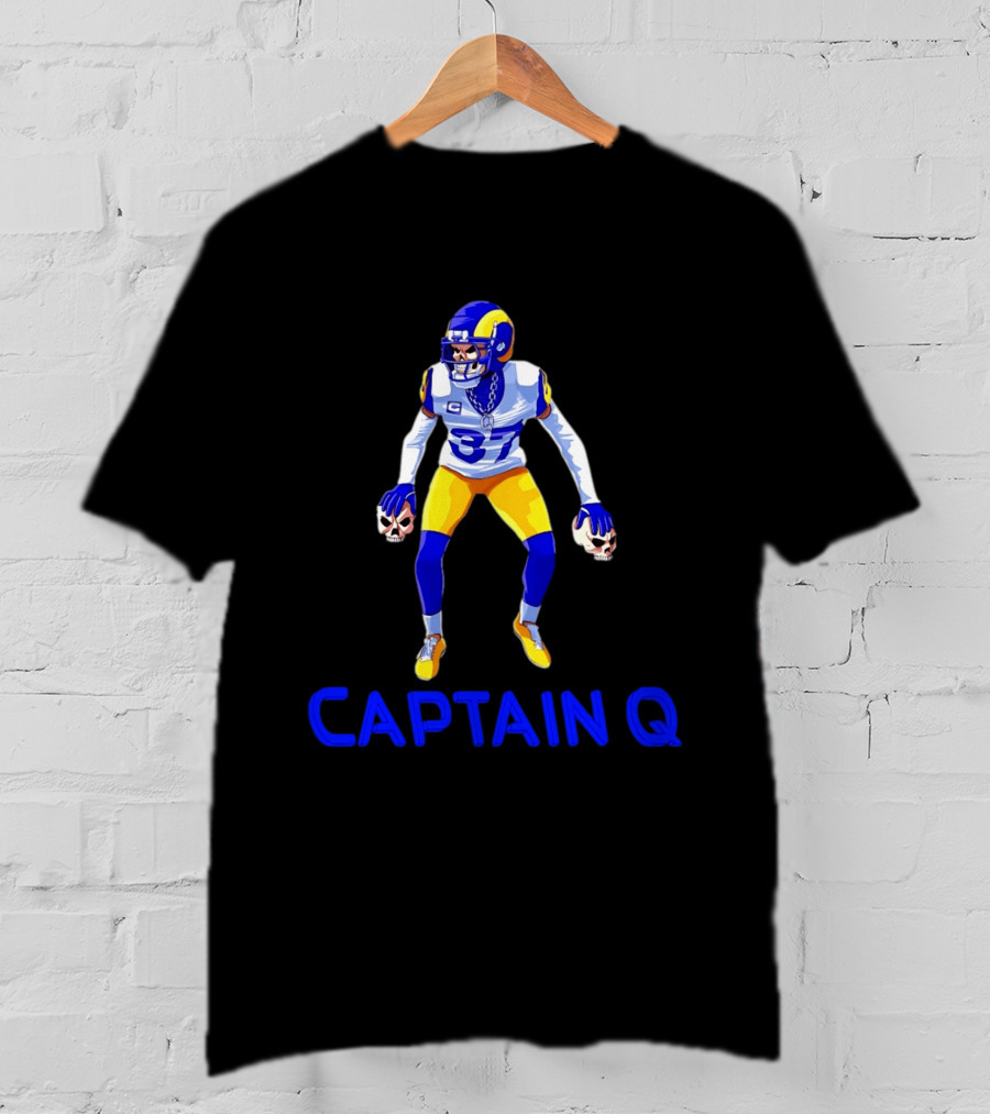 Captain Q Los Angeles Rams Number 37 Skull Hands T-Shirt
