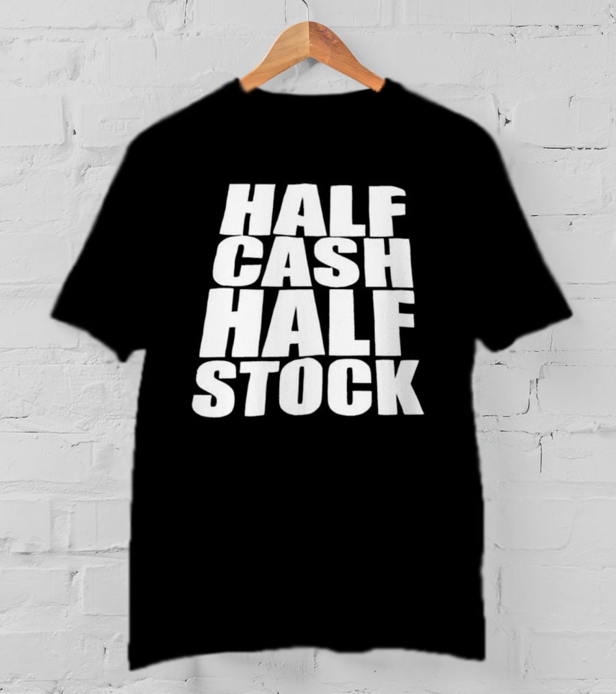 Half Cash Half Stock Bold White T-Shirt