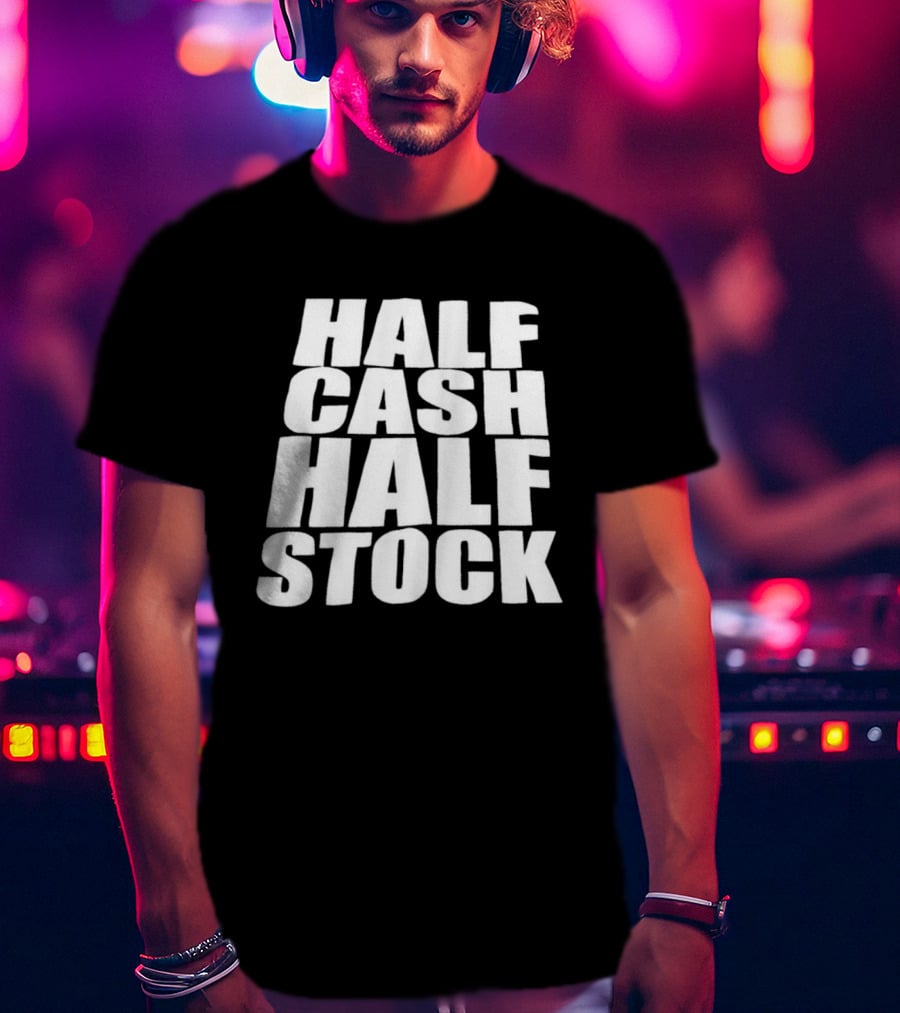 Half Cash Half Stock Bold White T-Shirt