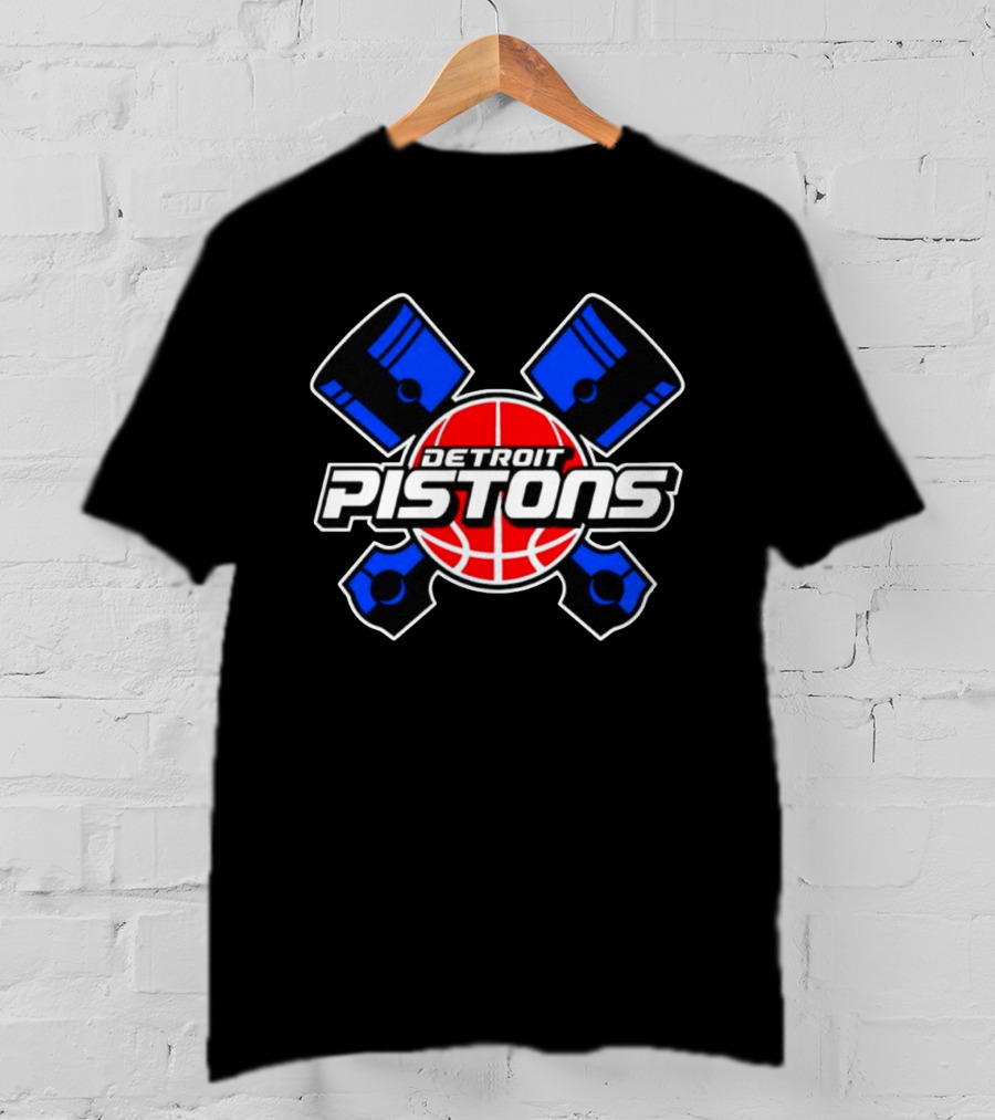 Detroit Pistons Basketball Team Crossed Pistons And Ball T-Shirt