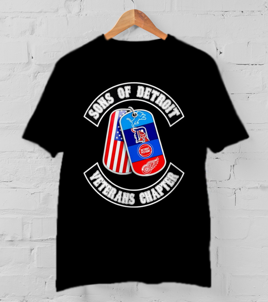 Sons Of Detroit Veterans Chapter Dog Tags Lions Tigers Pistons Red Wings T-Shirt