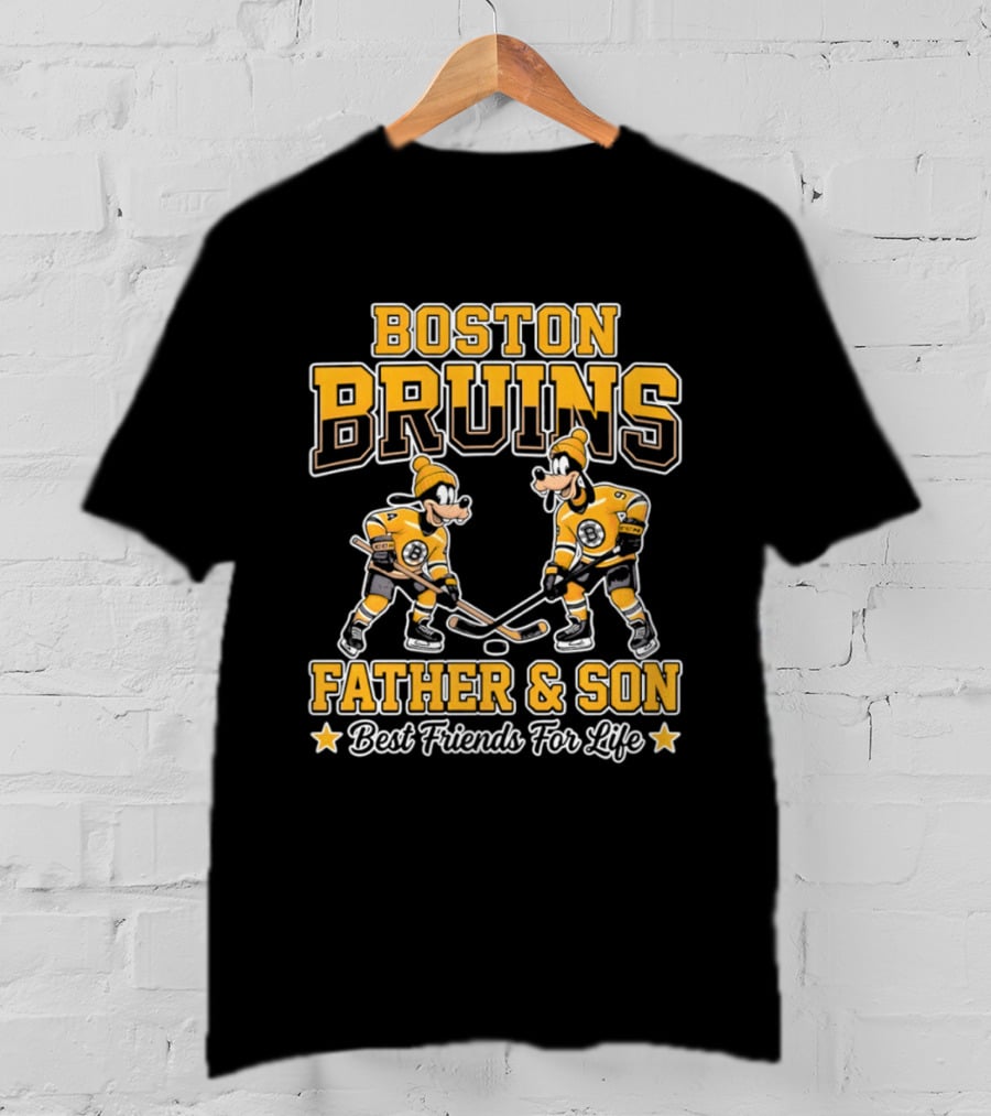 Boston Bruins Father Son Best Friends For Life Disney Goofy T-Shirt
