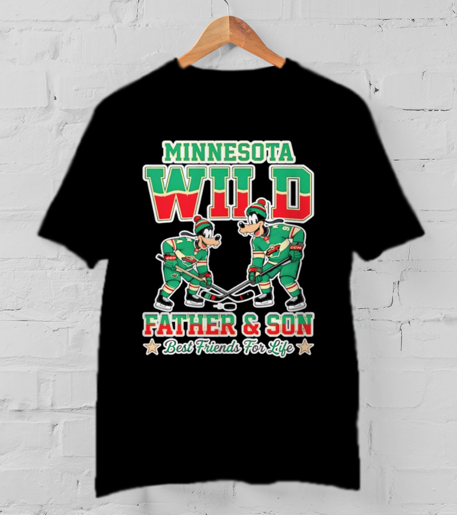 Minnesota Wild Goofy Father And Son Best Friends For Life NHL Hockey T-Shirt