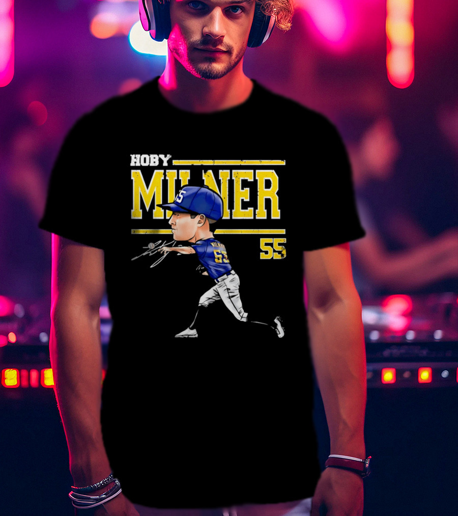 Hoby Milner Milwaukee 55 Cartoon Pitcher T-Shirt