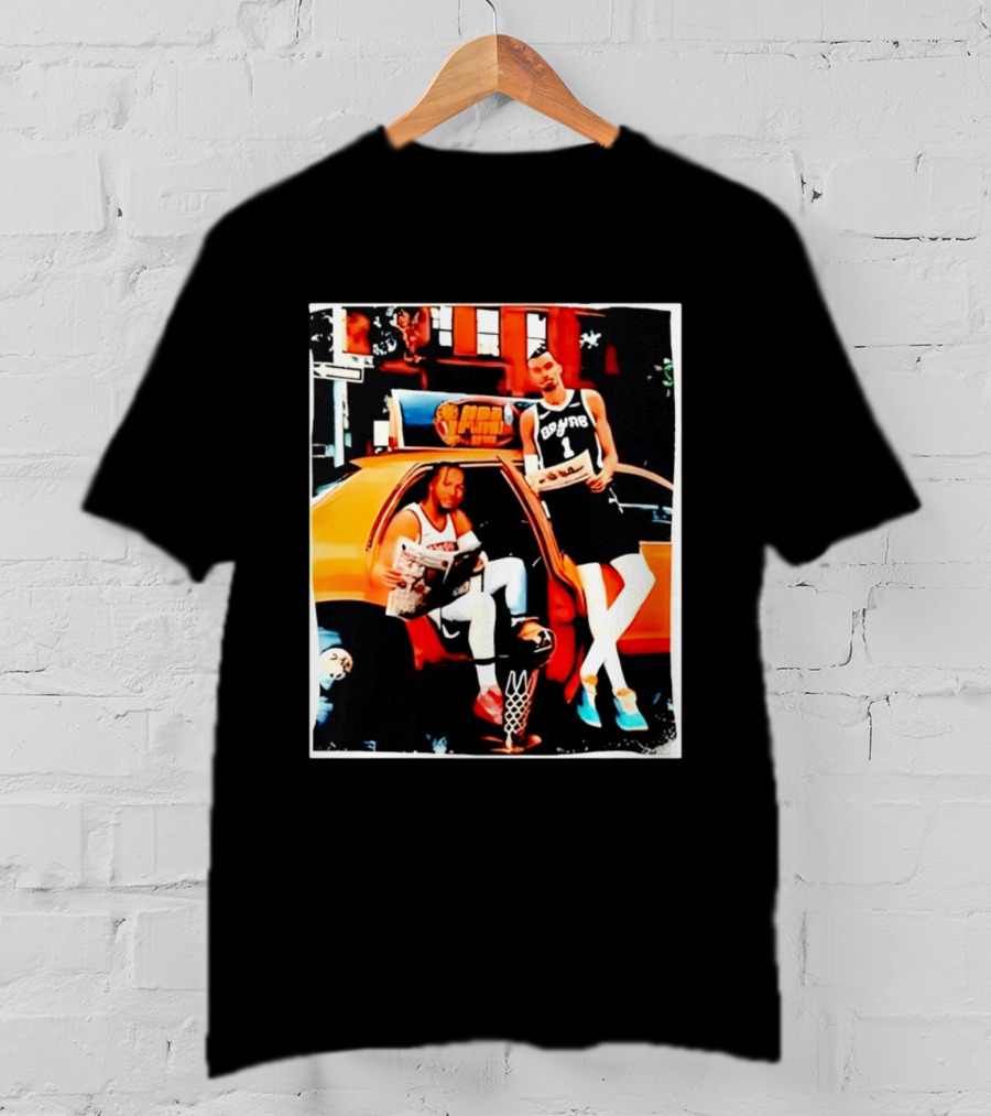 NBA Hoopers Jalen Brunson Victor Wembanyama Spurs Knicks Crossover Comic Style Street Scene T-Shirt