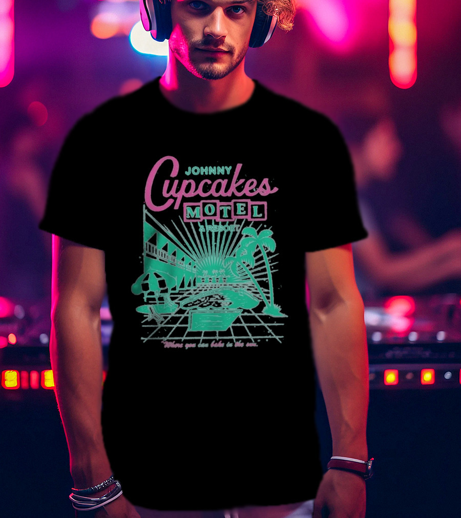 Johnny Cupcakes Motel Retro Resort Poolside Vibes Bake In The Sun Experience T-Shirt