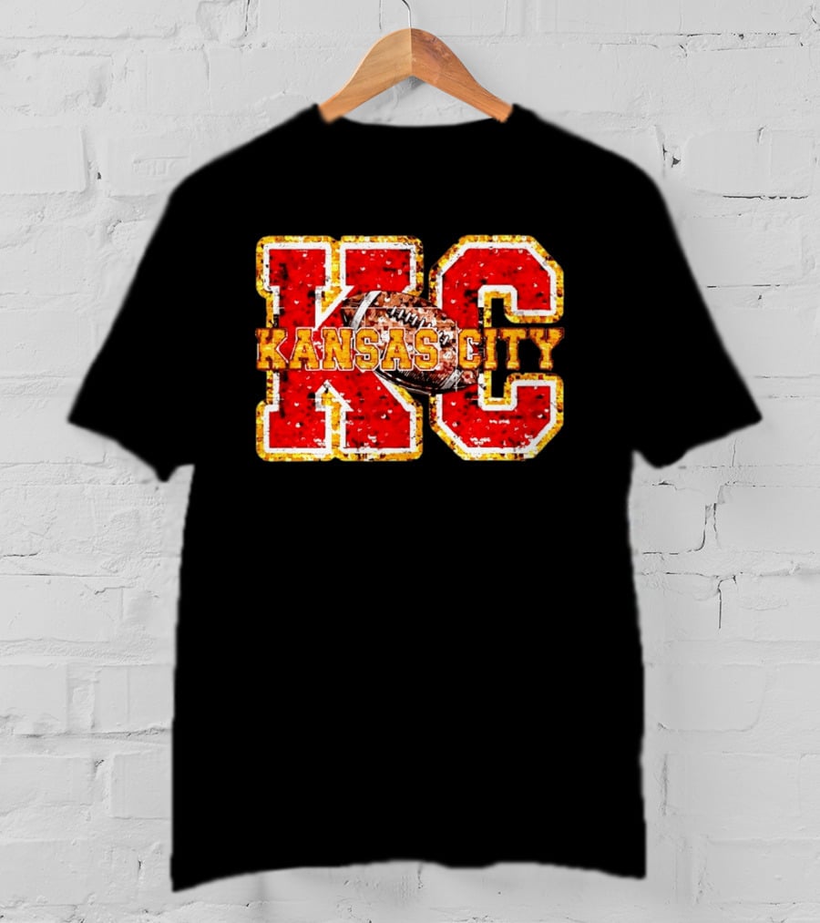 Kansas City Chiefs Football KC Faux Sequin T-Shirt