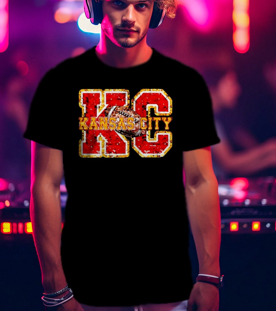 Kansas City Chiefs Football KC Faux Sequin T-Shirt
