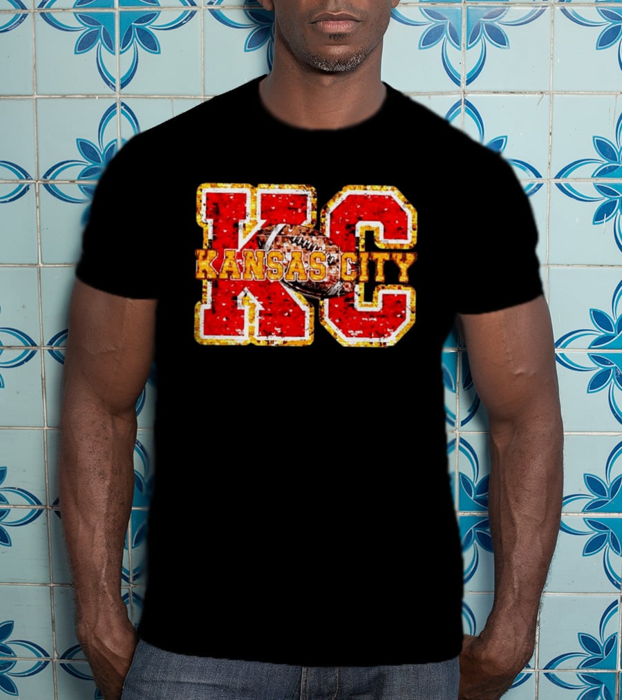 Kansas City Chiefs Football KC Faux Sequin T-Shirt