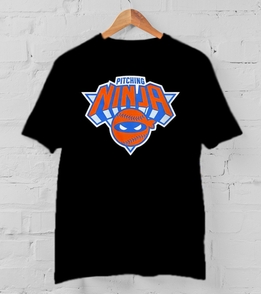 Pitching Ninja New York Knicks Baseball T-Shirt
