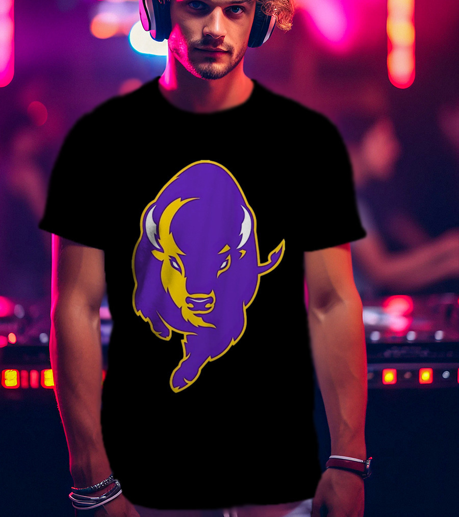 Lipscomb Bisons Purple And Yellow Charging Bison T-Shirt