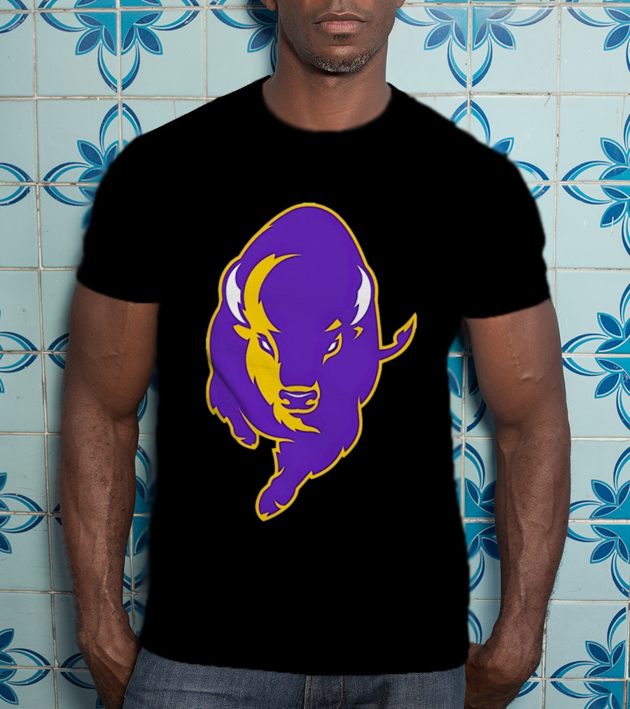 Lipscomb Bisons Purple And Yellow Charging Bison T-Shirt