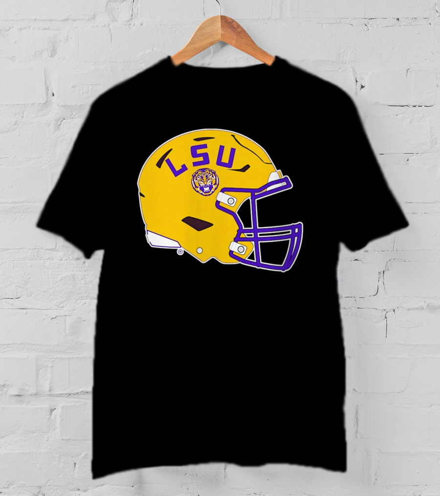 LSU Tigers Football Helmet Yellow Purple Team T-Shirt