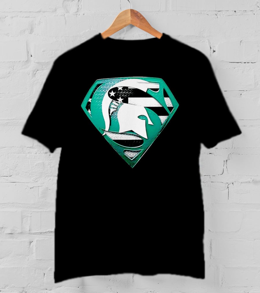 Michigan State Spartans Superman American Flag T-Shirt
