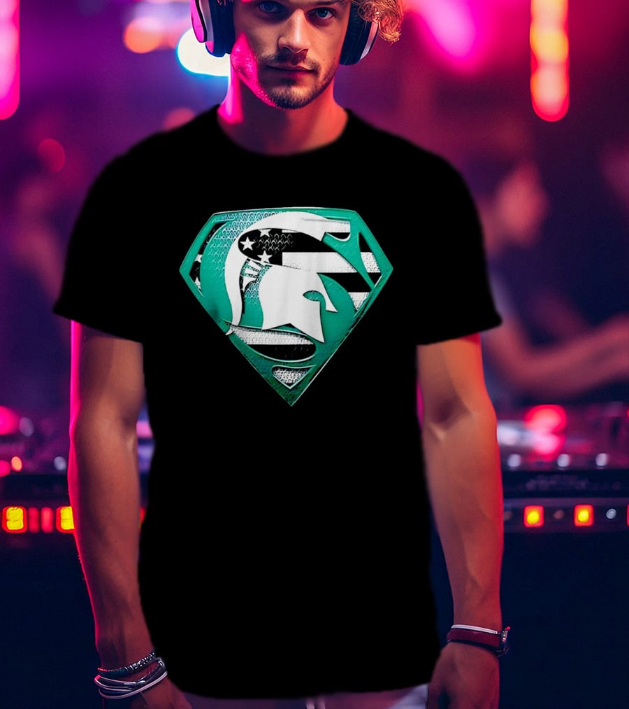 Michigan State Spartans Superman American Flag T-Shirt