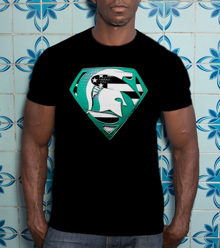 Michigan State Spartans Superman American Flag T-Shirt
