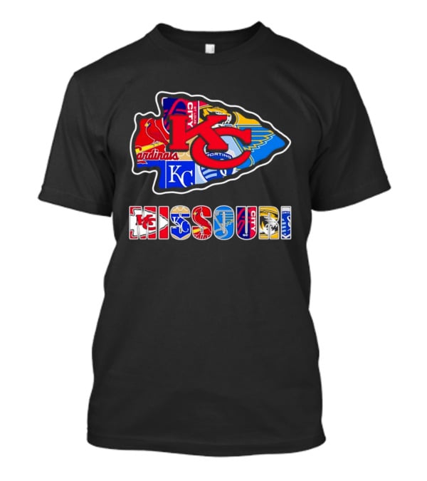 Missouri Sports Teams KC Chiefs Cardinals Royals Blues Sporting Arrowhead T-Shirt