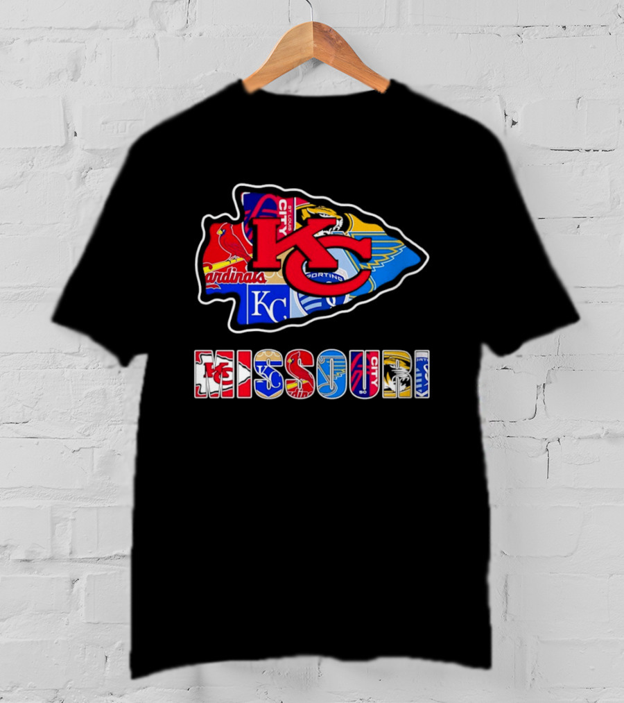 Missouri Sports Teams KC Chiefs Cardinals Royals Blues Sporting Arrowhead T-Shirt