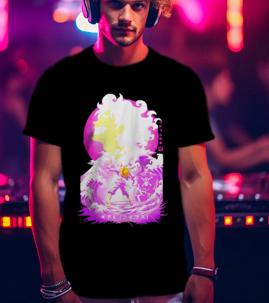 Monkey D. Luffy Gear 5 Gomu Gomu No Mi Waves One Piece Pink Aesthetic T-Shirt