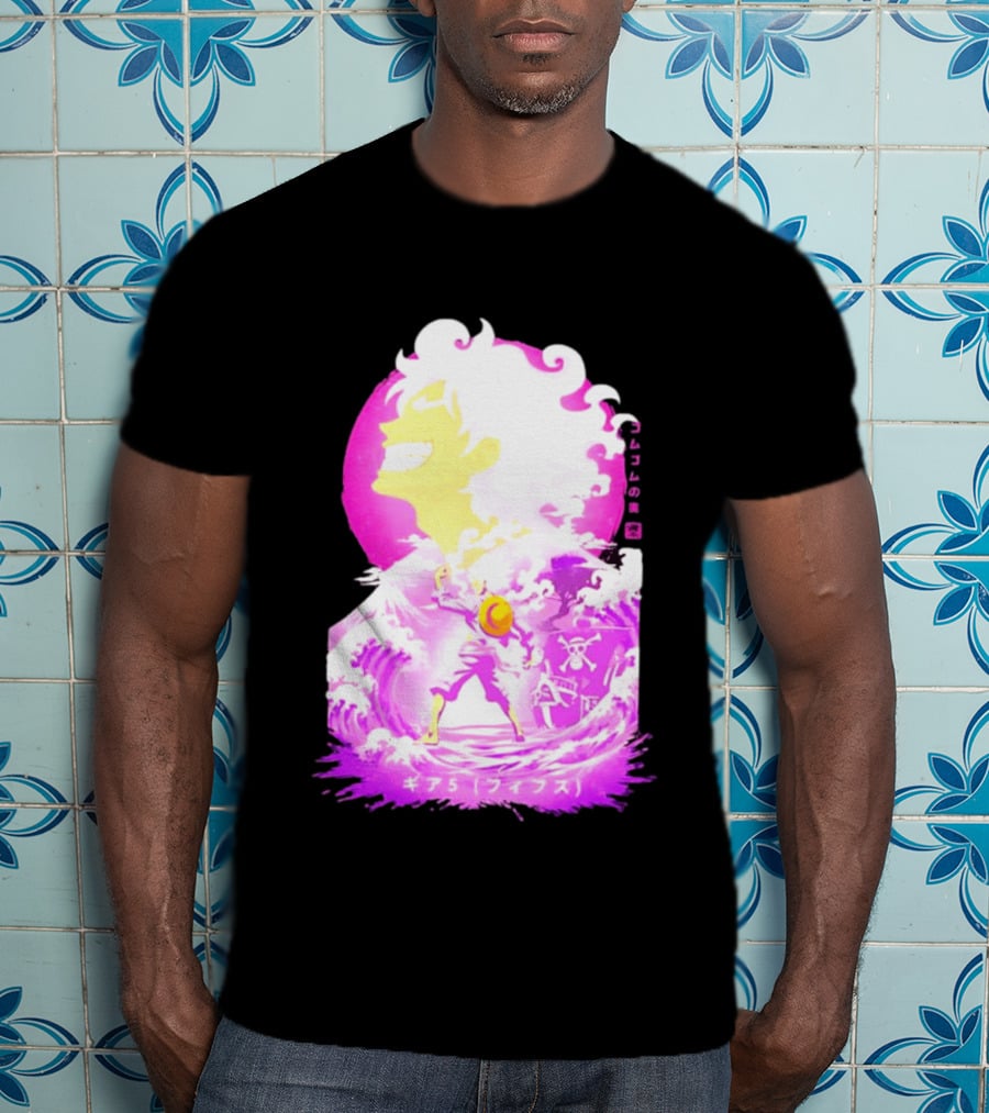Monkey D. Luffy Gear 5 Gomu Gomu No Mi Waves One Piece Pink Aesthetic T-Shirt