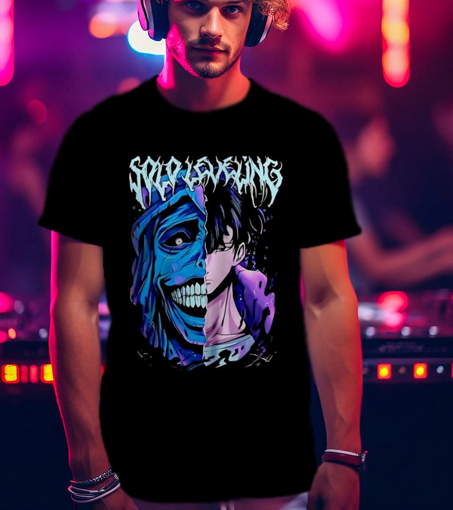 Solo Leveling Split Face Cotton Anime T-Shirt