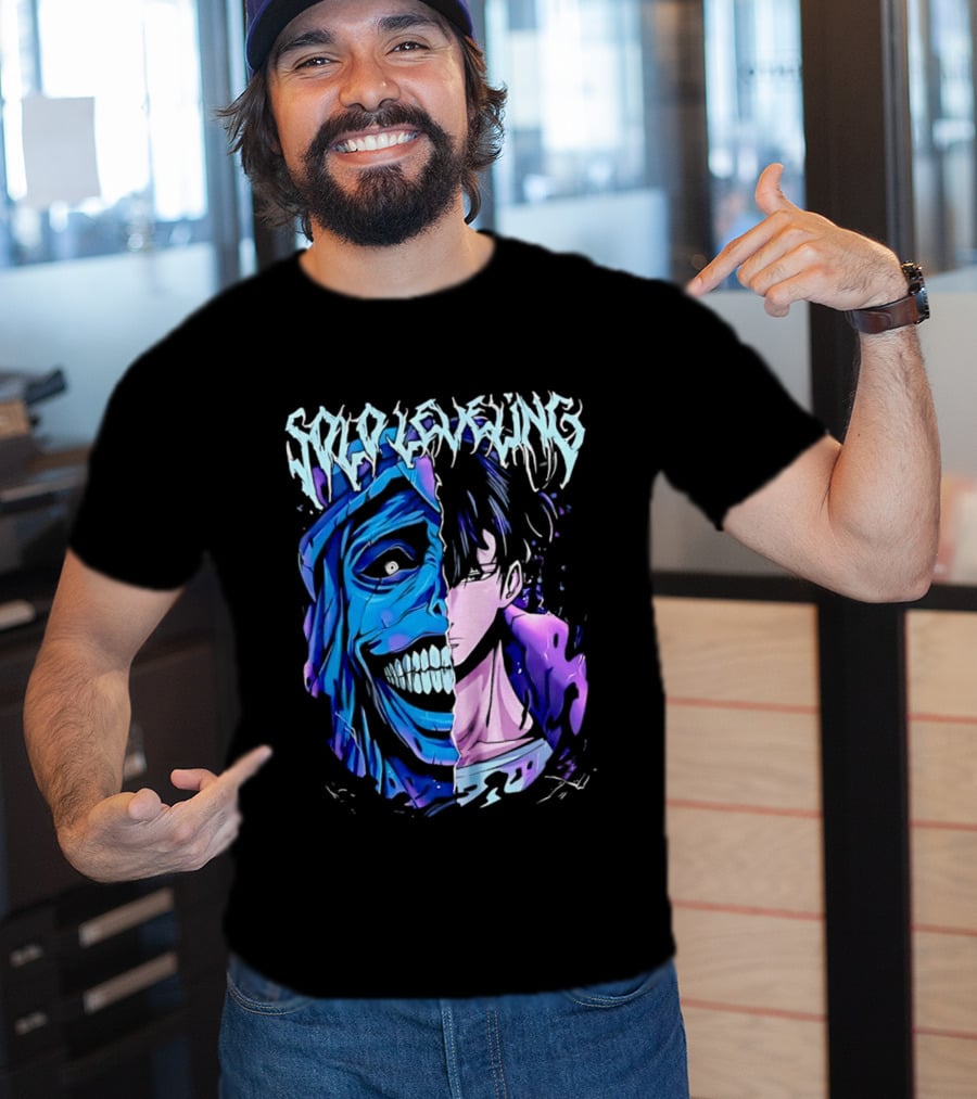 Solo Leveling Split Face Cotton Anime T-Shirt