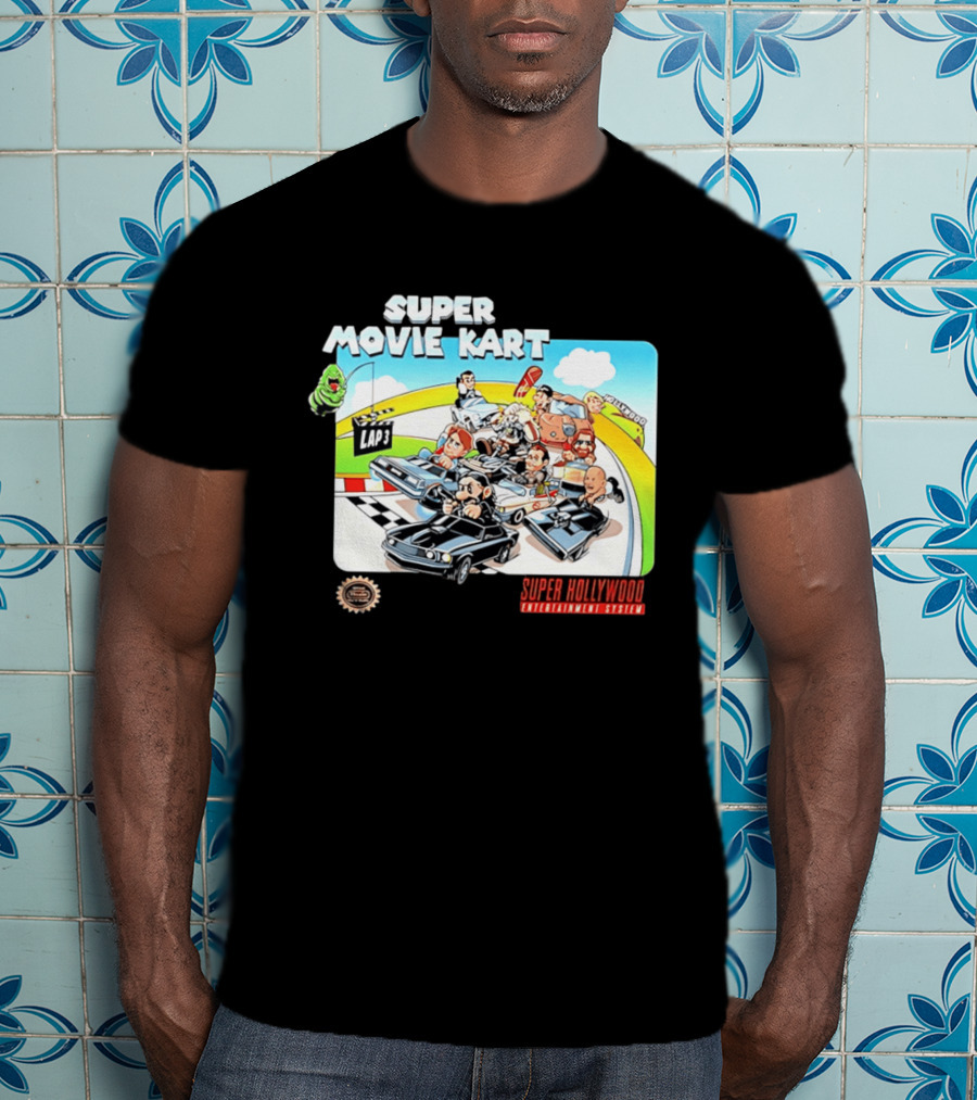 Super Movie Kart Super Hollywood Entertainment System John Wick Back To The Future Ghostbusters Mad Max Rocky T-Shirt