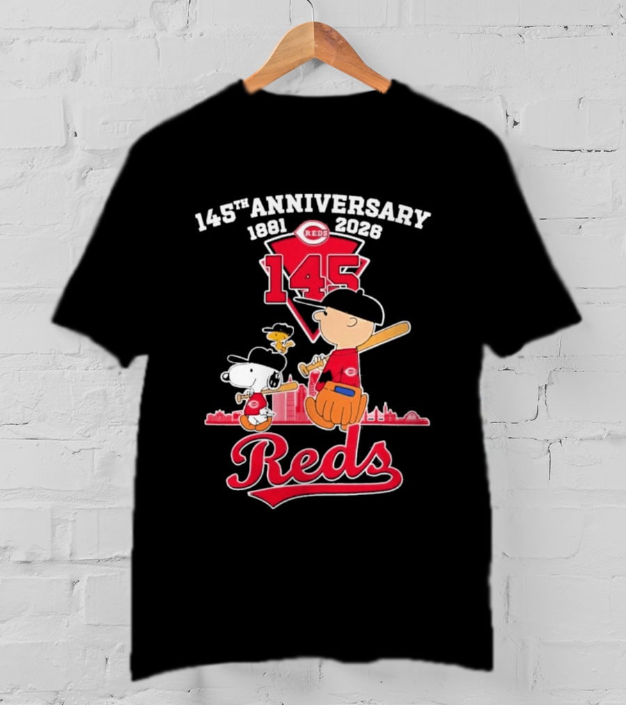 Charlie Brown Snoopy Cincinnati Reds 145th Anniversary 1881 2026 T-Shirt