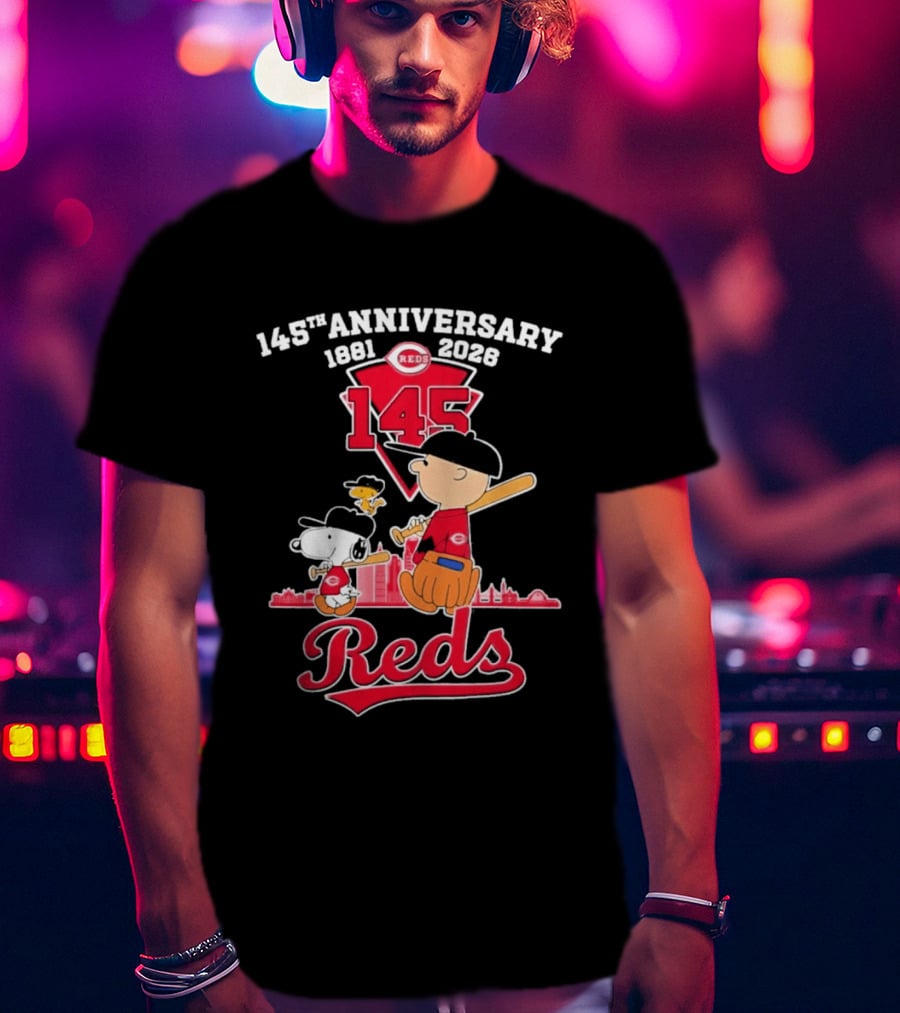 Charlie Brown Snoopy Cincinnati Reds 145th Anniversary 1881 2026 T-Shirt