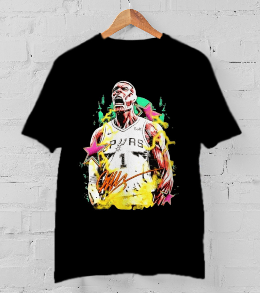 Victor Wembanyama San Antonio Spurs Attack On Titan Colossal Titan Spurs 1 Self Signature T-Shirt