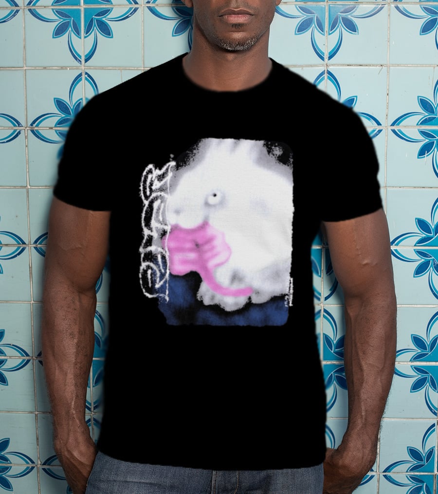 Flatspot Polar Rabbit With Pink Ribbon T-Shirt
