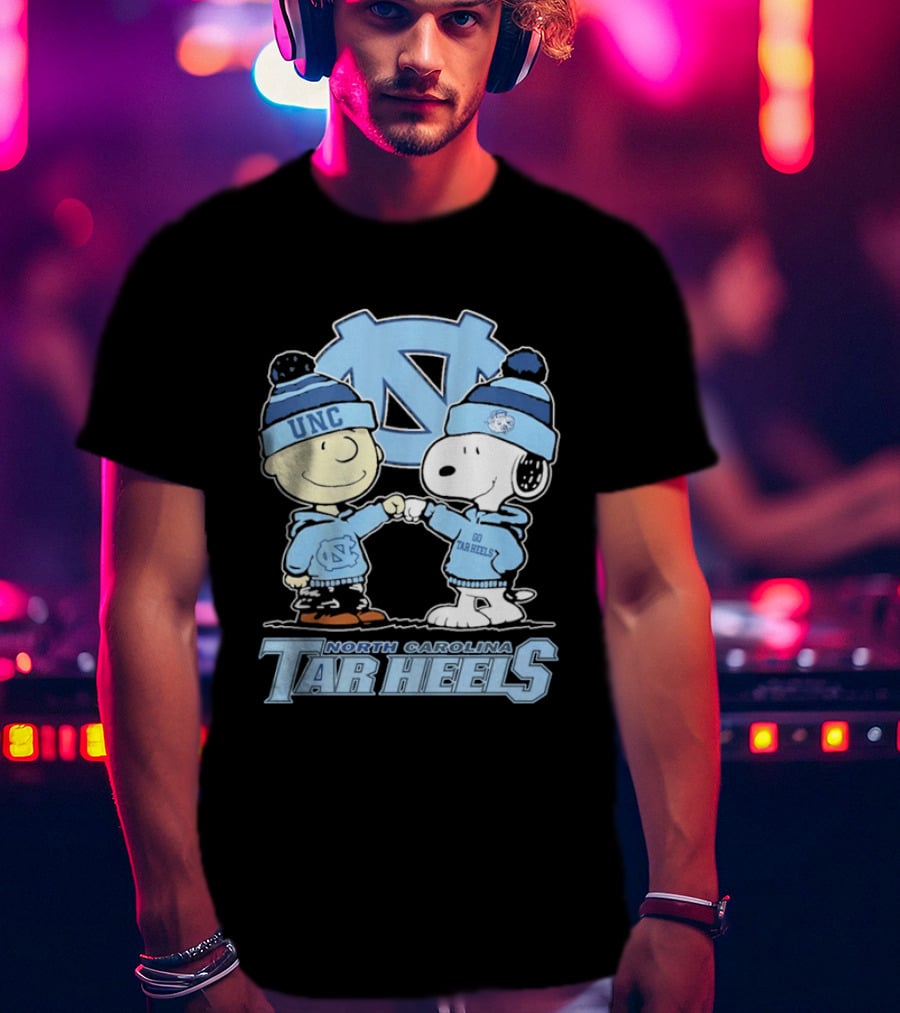 UNC Tar Heels Peanuts Characters Fit Bump North Carolina 2026 T-Shirt