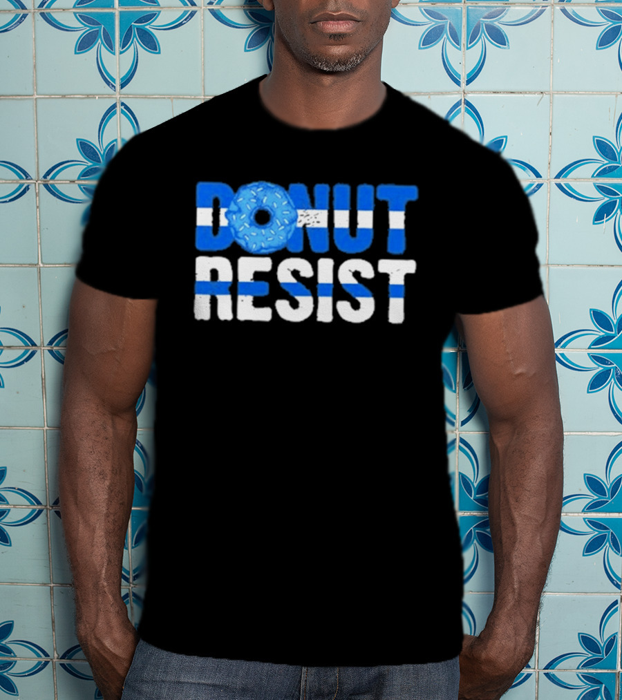 Donut Resist Police Officer Thin Blue Line Cop Policeman T-Shirt