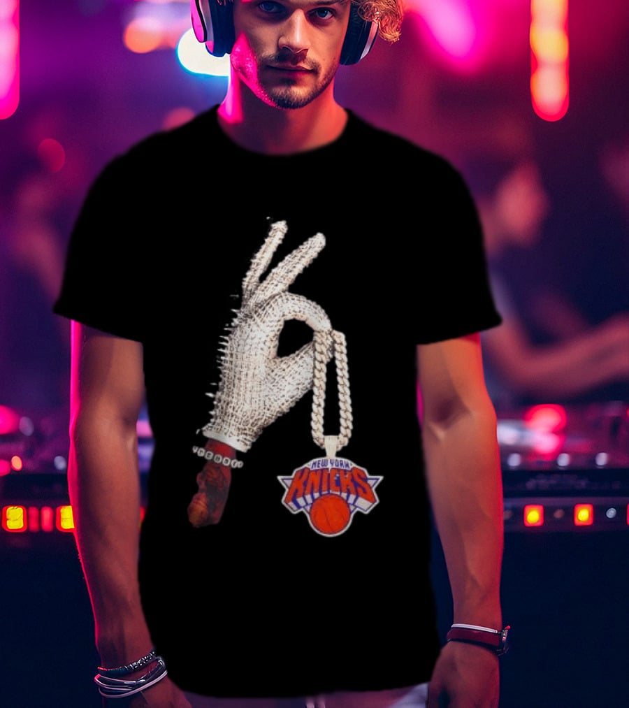 Jalen Brunson New York Knicks Diamond Chain Glove Drake Iceman NBA Basketball T-Shirt
