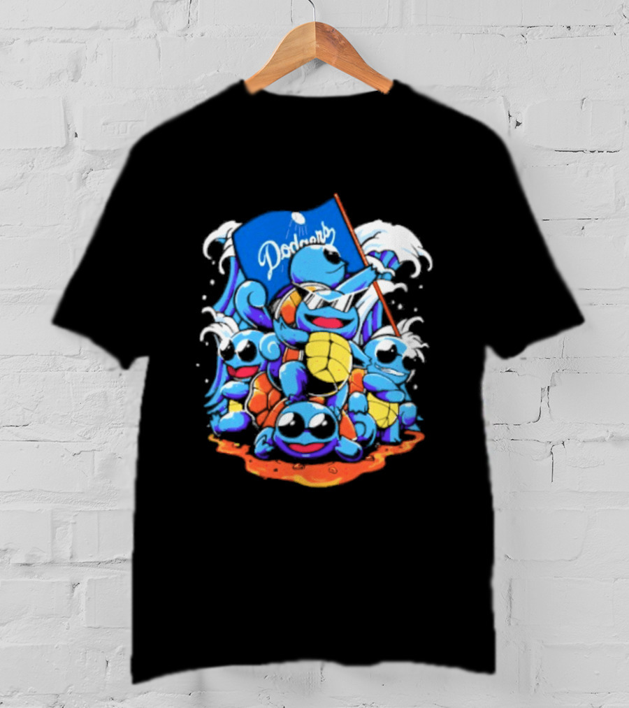 Squirtle Squad Dodgers Blue Flag Los Angeles Pokémon Collaboration T-Shirt