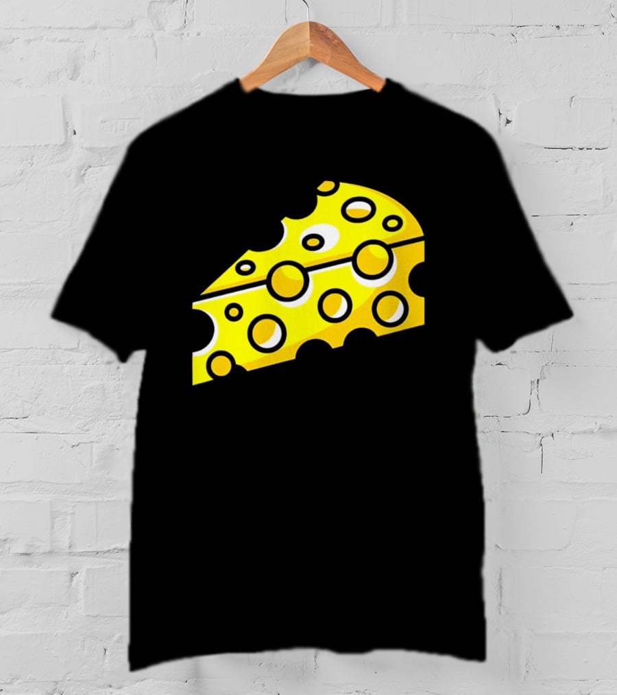 Swiss Cheese Hole Yellow Food Slice Dairy Snack Culinary T-Shirt
