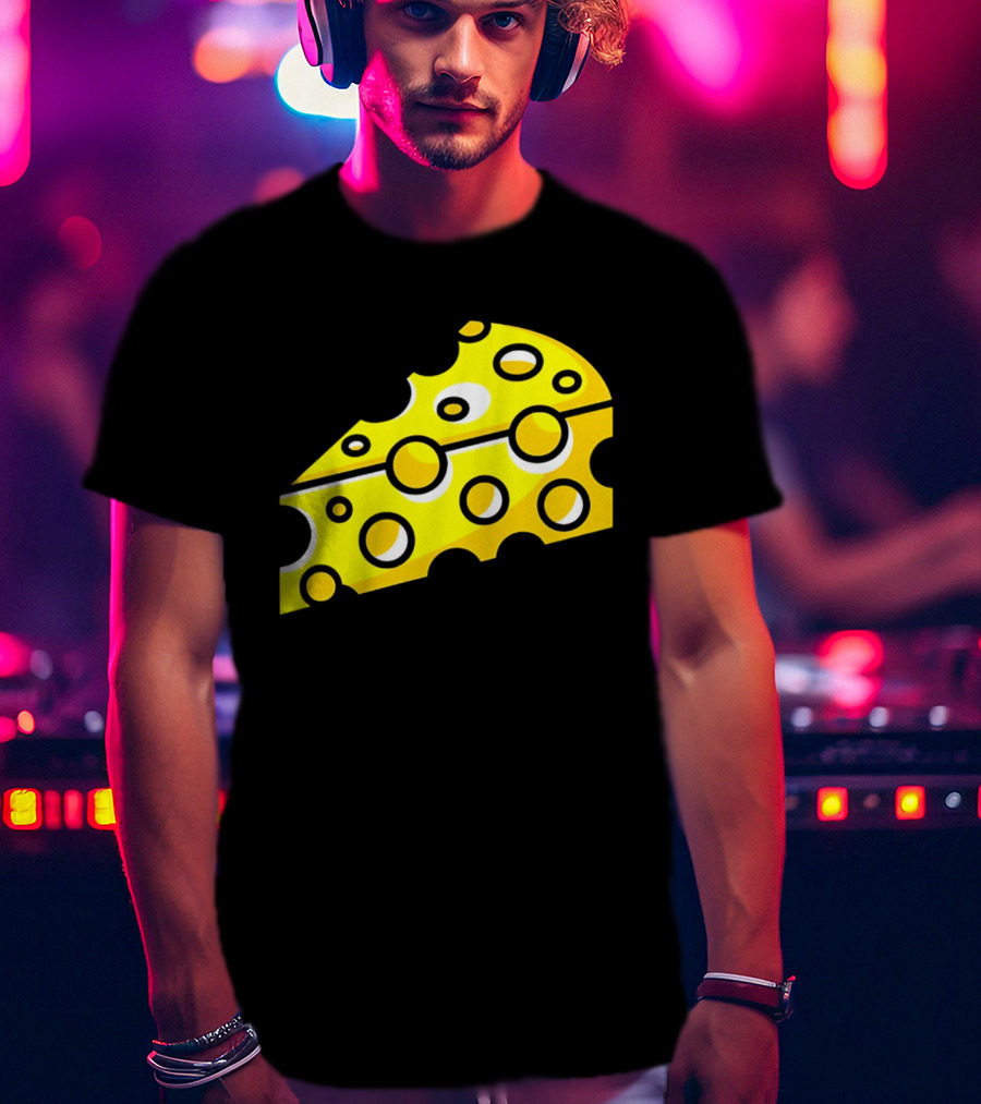 Swiss Cheese Hole Yellow Food Slice Dairy Snack Culinary T-Shirt
