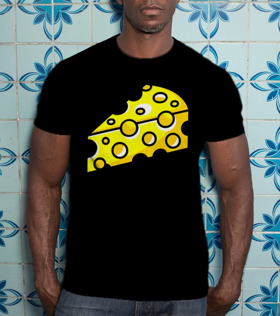 Swiss Cheese Hole Yellow Food Slice Dairy Snack Culinary T-Shirt