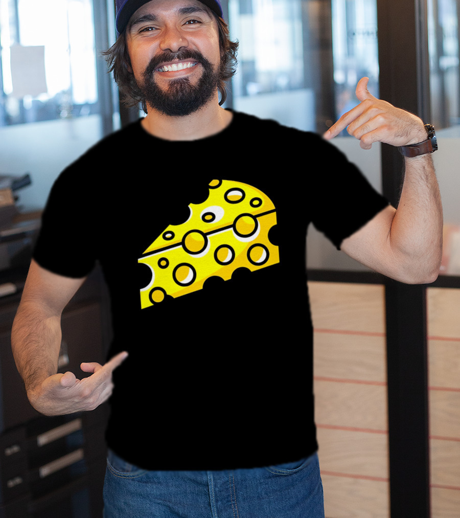 Swiss Cheese Hole Yellow Food Slice Dairy Snack Culinary T-Shirt