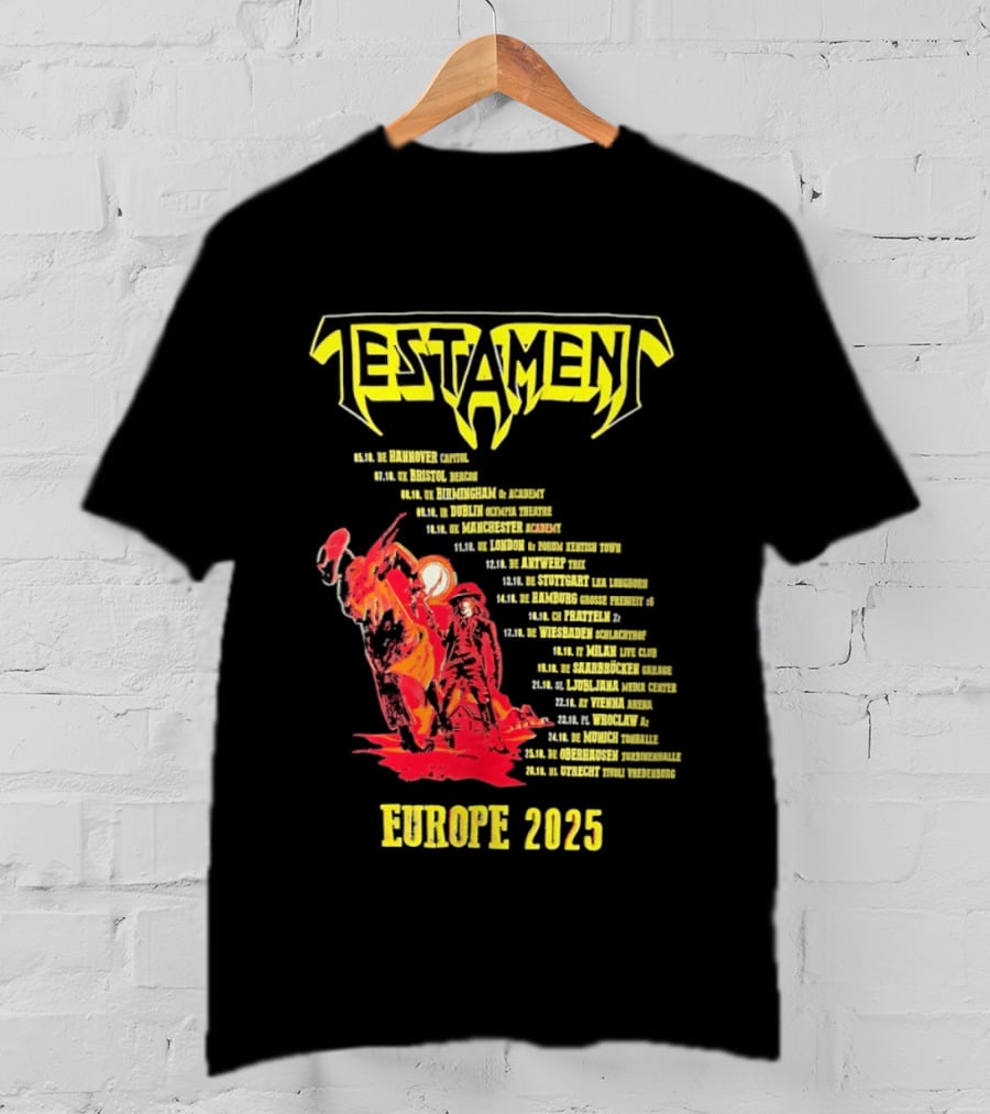 Testament Europe 2025 Tour Western Outlaw Dates T-Shirt