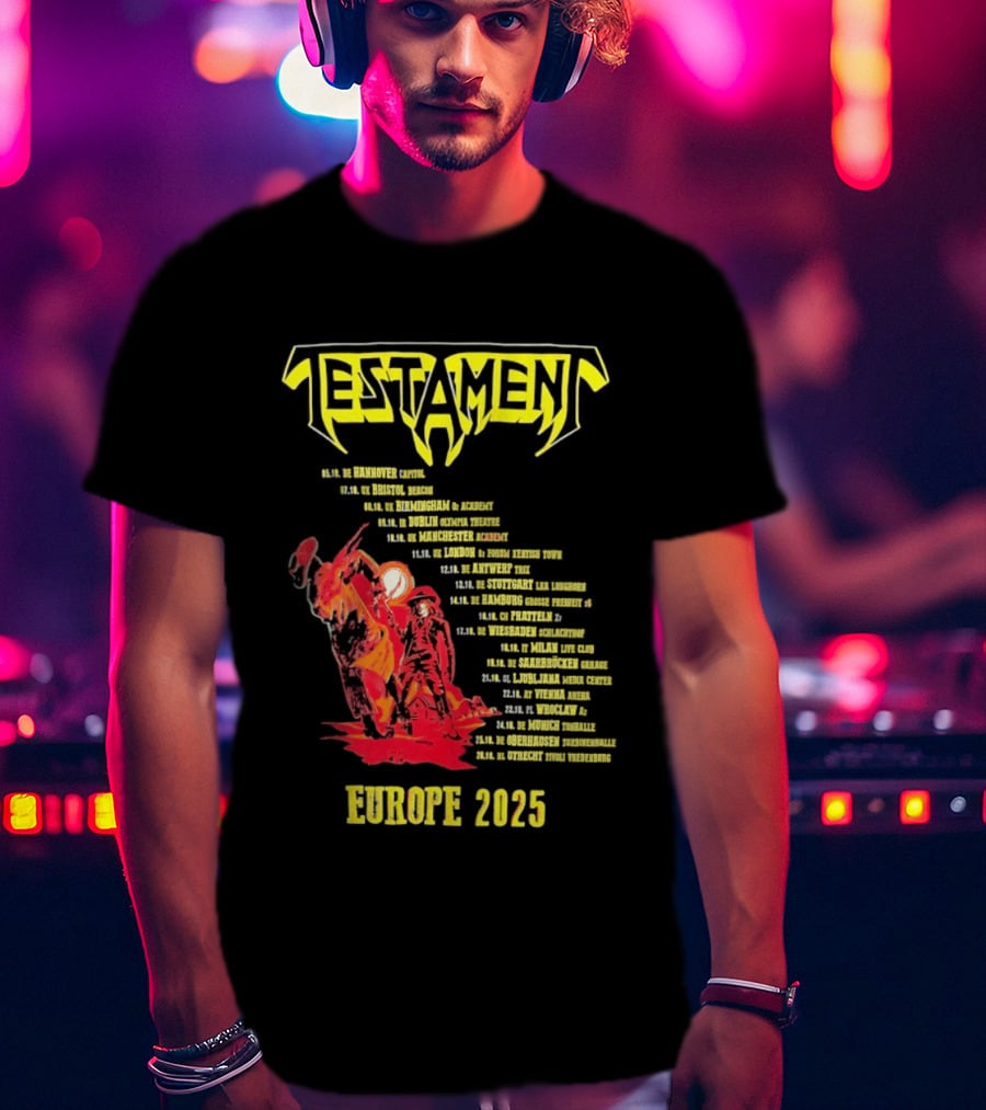 Testament Europe 2025 Tour Western Outlaw Dates T-Shirt