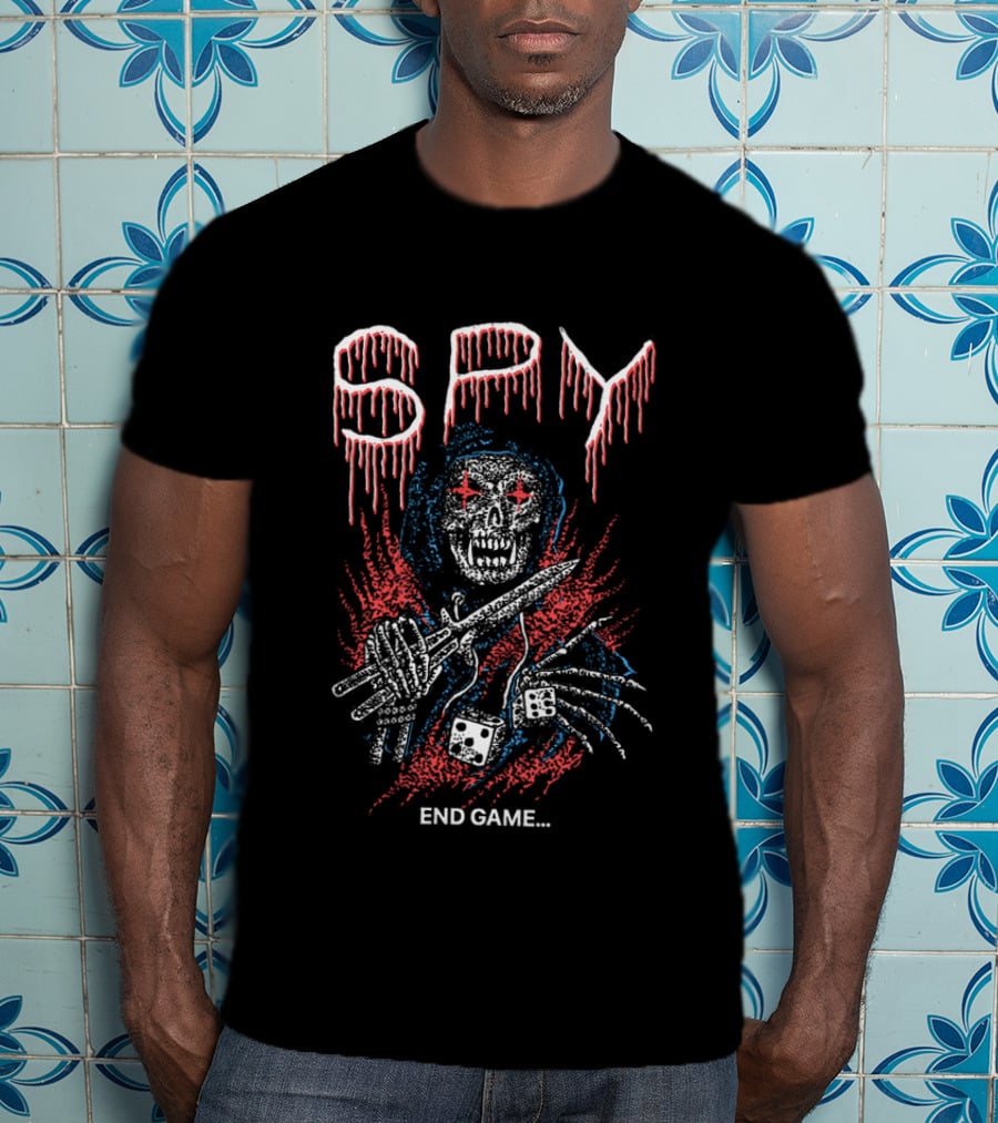 END GAME Red Star Eyed Skull With Knife And Dice T-Shirt