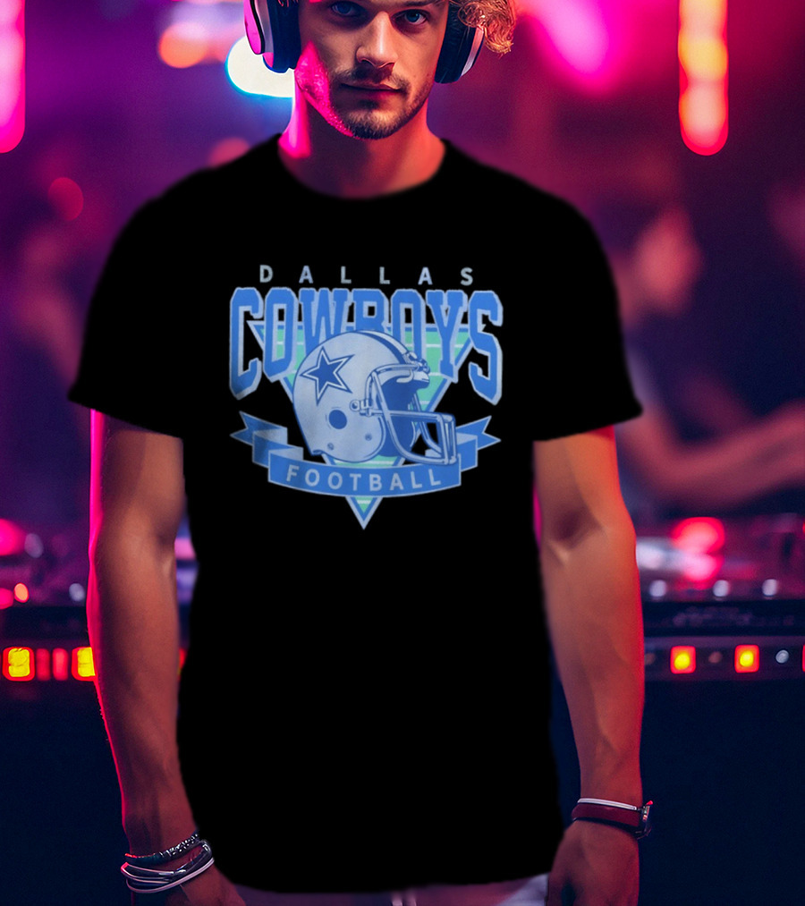 Dallas Cowboys Helmet Football Team Sports Apparel Blue Fan Gear T-Shirt