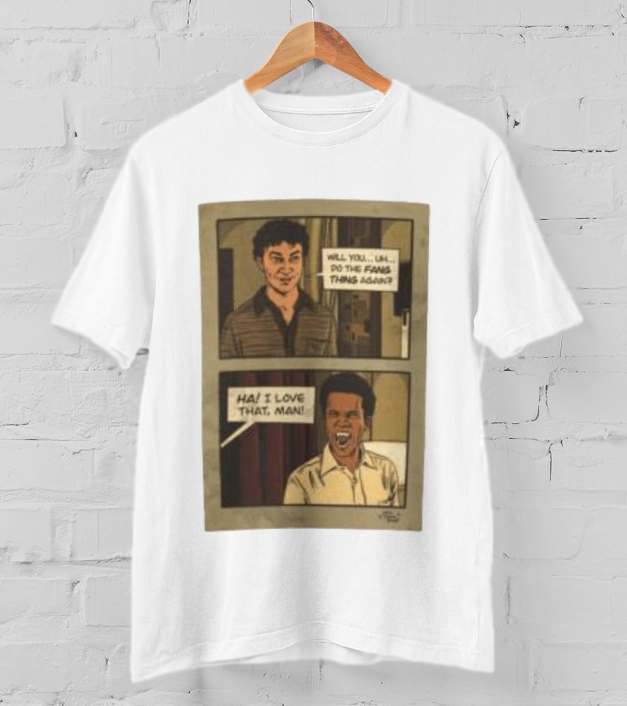 Interview With The Vampire X Cat's Doodle Dump Fang Thing Will You Do The Fang Thing Again Ha I Love That Man T-Shirt