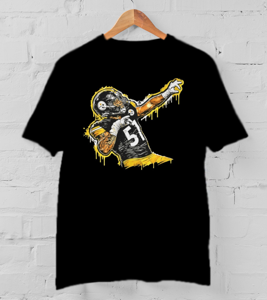 Nick Herbig 51 Pittsburgh Steelers Celebratory Pose Football Player Drawing T-Shirt