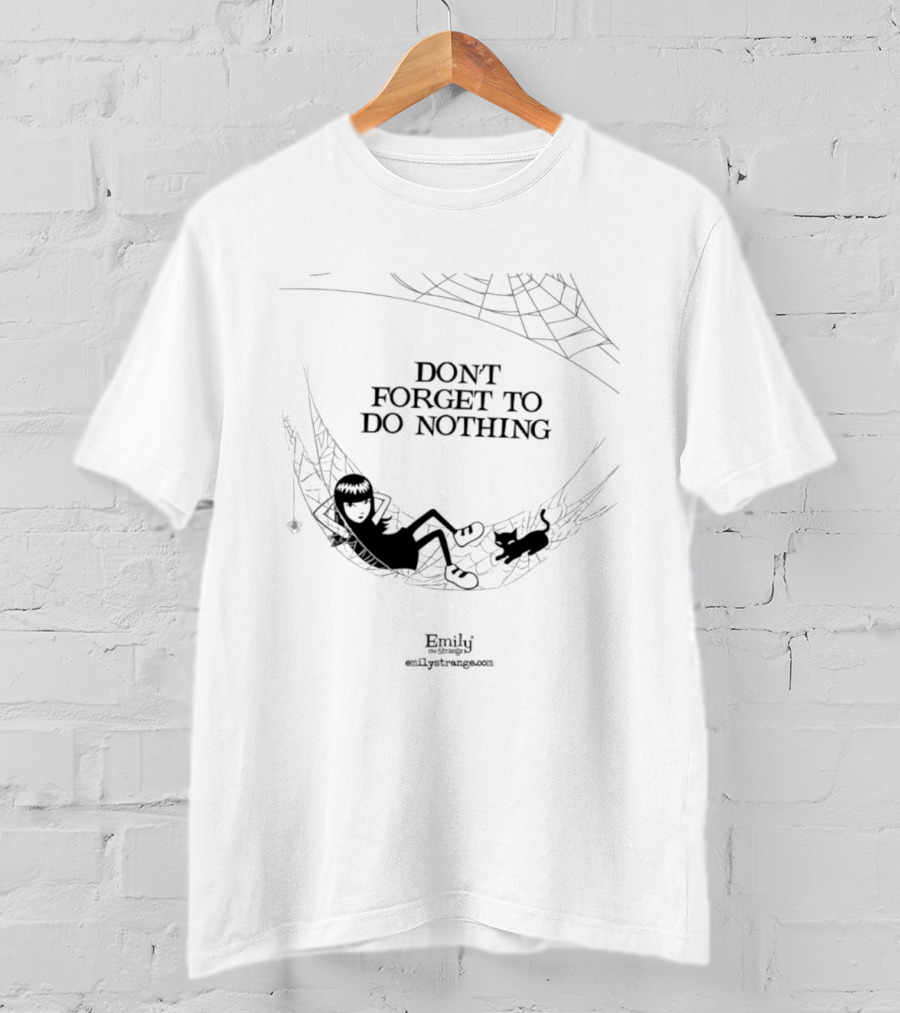 Emily The Strange Don't Forget To Do Nothing Hammock Scene With Spider And Web T-Shirt