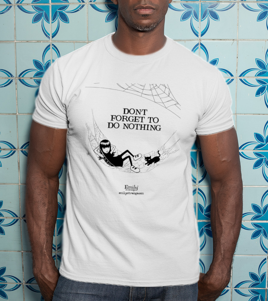 Emily The Strange Don't Forget To Do Nothing Hammock Scene With Spider And Web T-Shirt